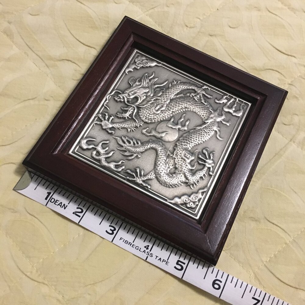 Vintage Royal Selangor Pewter Chinese Dragon Art Plaque Framed Wall Decor - Picture 11 of 13